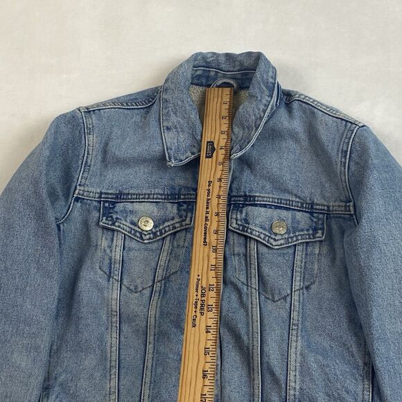 Zara Jean Jacket Youth Girls Small Blue Sherpa Lined Button Pockets Denim Casual - Picture 7 of 11